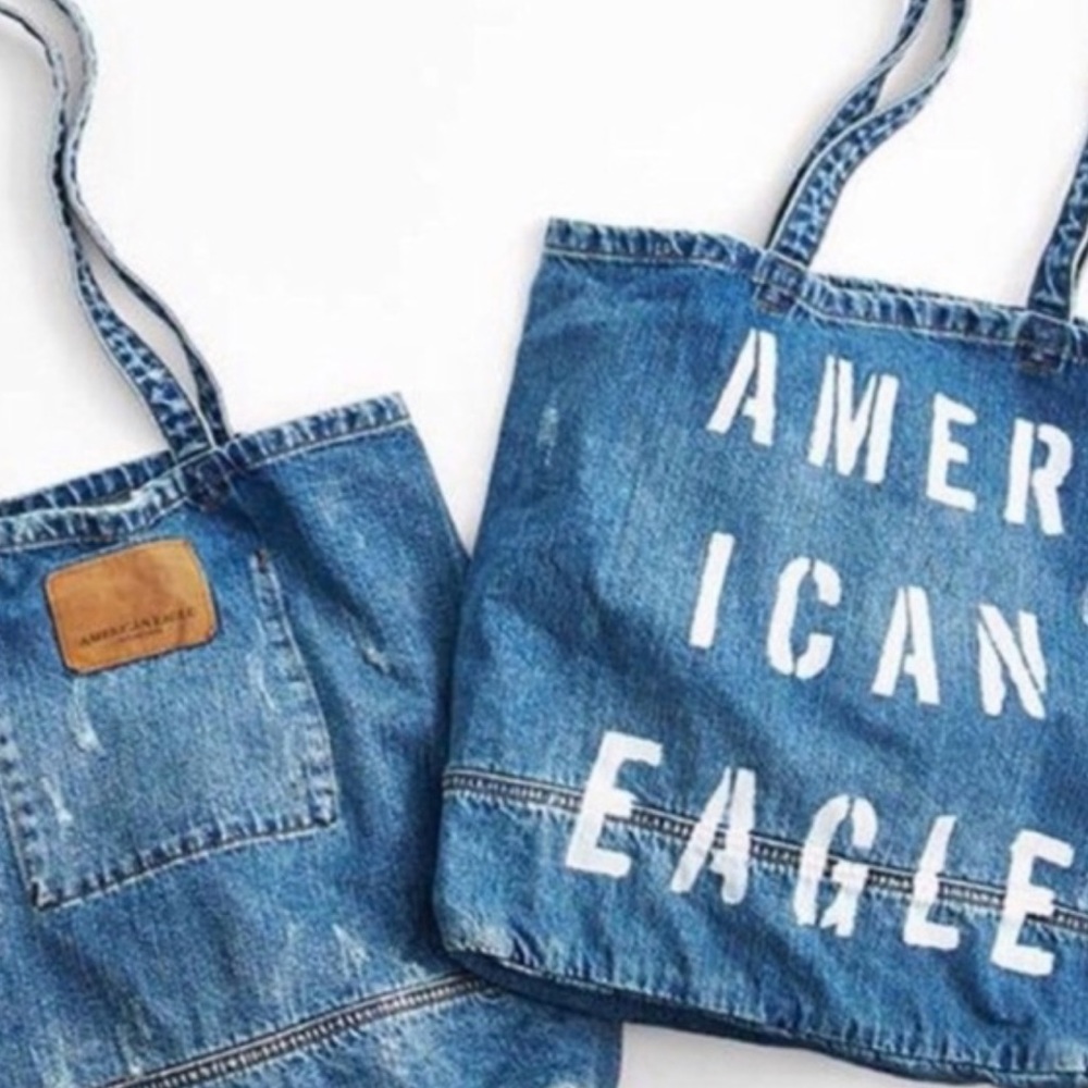Distressed Denim American Eagle 🦅 Tote Bag